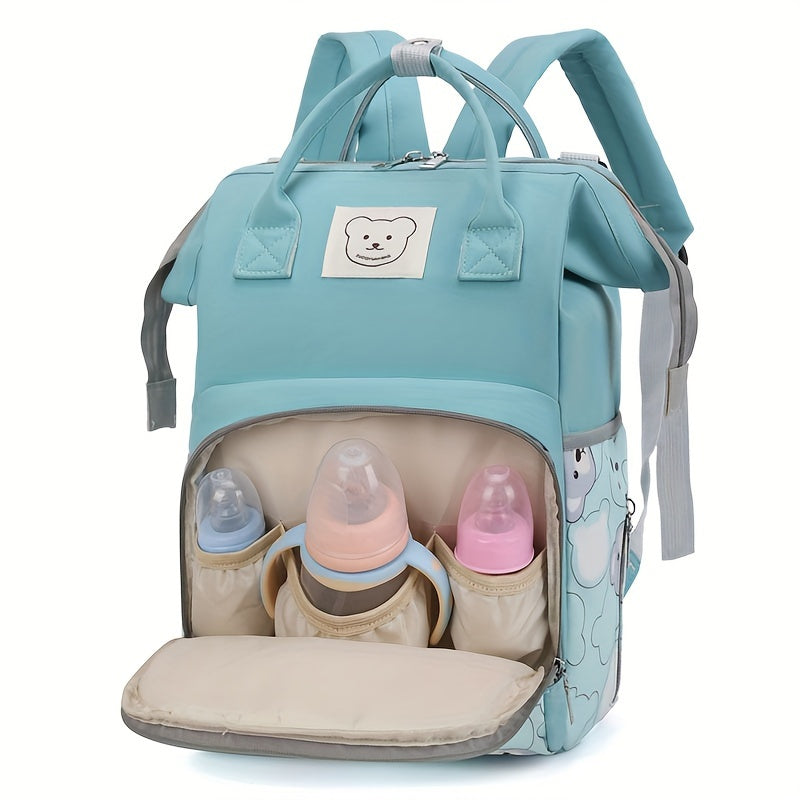 Fashion-Forward Moms Backpack - Ultra-Lightweight, Waterproof, & Spacious with Adorable Bear Design - Perfect for On-the-Go, Includes Stroller Attachment