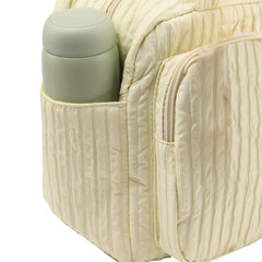 Effortless Elegance on the Go: Lightweight Striped Diaper Bag - Multifunctional, Organized Storage for Chic Moms