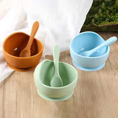 Food Supplement Bowl Spoon Set, Feeding Tableware, Anti-drop Food Bowl, Learning Training Silicone Suction Bowl