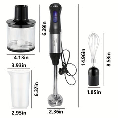 4-in-1 5 Speed Hand Blender 1000W Powerful Motor BPA-Free Accessories Turbo Boost Ergonomic Grip Easy Clean And Store