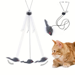 1pc Adjustable Hanging Cat Teaser Toy With Plush Material, Door Frame Clamp, Interactive Play Exercise For Kittens, Indoor Cats Entertainment Accessory, Antiskid Rubber Ends - Kerala Elegance