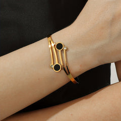 Personality Stainless Steel Inlaid Zircon Cuff Bangle 18K Gold Plated Hand Decoration Ornament