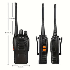 BF888S Walkie-talkie With Flashlight Function, 1500mAh Lithium Battery, USB Integrated Charger, Comes With Walkie-talkie Headphones, Dual Pack, 1-3 Kilometers Communication Distance.