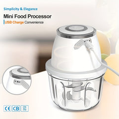 350ML Mini Food Processor - Durable 304 Stainless Steel, Portable, Electric, Wireless, Handheld, USB Rechargeable with Spacious Capacity for Chopping Garlic, Vegetables, and Meat